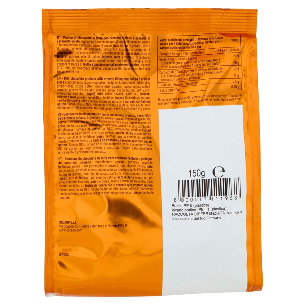 Socado Caramello Salato Praline di Cioccolato al Latte 150 g
