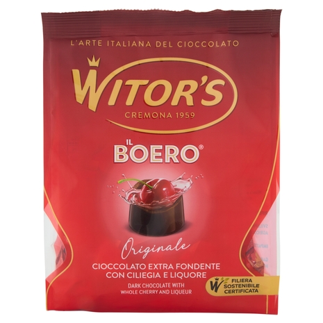 Witor's il Boero Originale Cioccolato Extra Fondente con Ciliegia e Liquore 350 g
