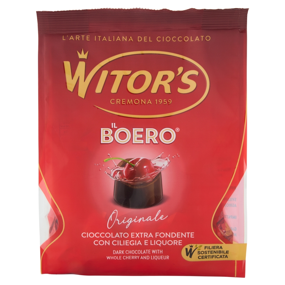 Witor's il Boero Originale Cioccolato Extra Fondente con Ciliegia e Liquore 350 g