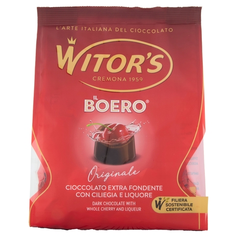 Witor's il Boero Originale Cioccolato Extra Fondente con Ciliegia e Liquore 350 g