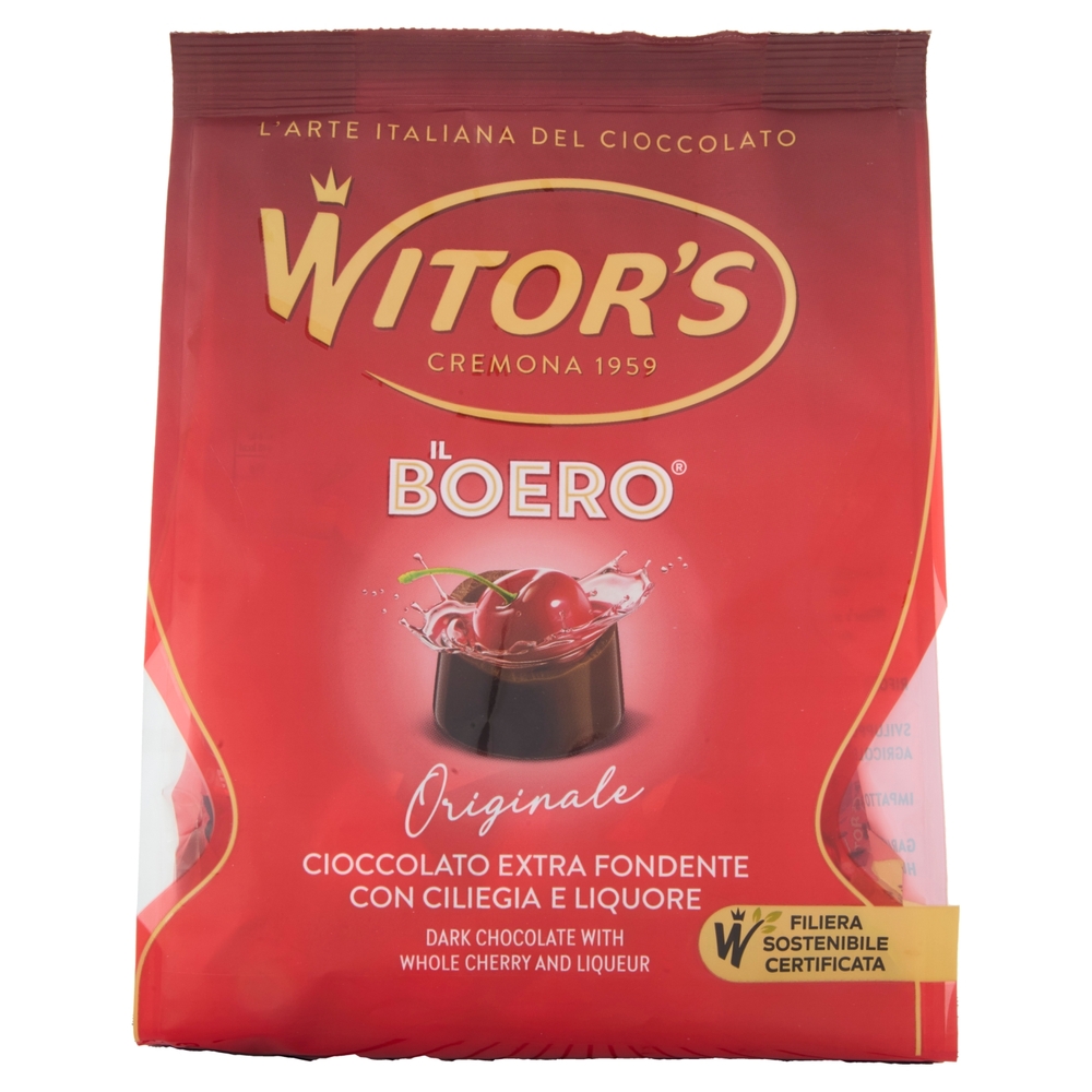 Witor's il Boero Originale Cioccolato Extra Fondente con Ciliegia e Liquore 350 g