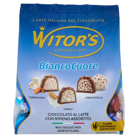 Witor's Bianco Cuore Cioccolato al Latte con Ripieno Assortito 350 g