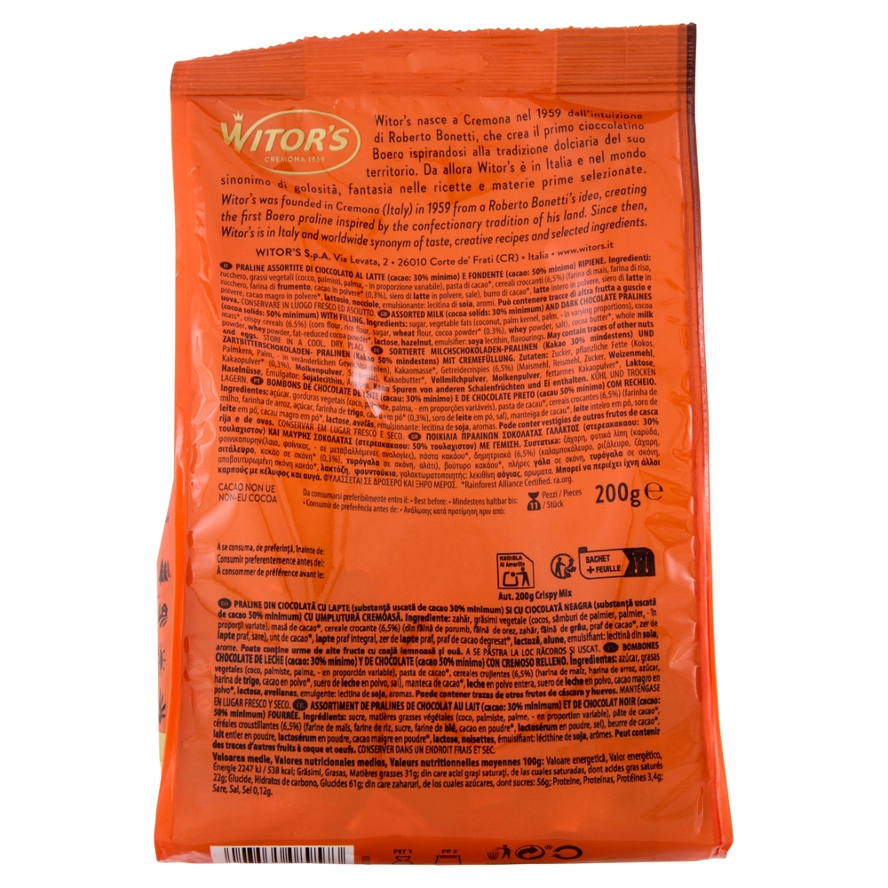 Witor's Crispy Praline Assortite con Cereali al Cacao 200 g