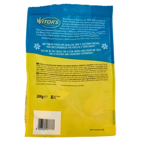 Witor's il Boero Limoncello Cioccolato Extra Fondente con Liquore al Limoncello 200 g
