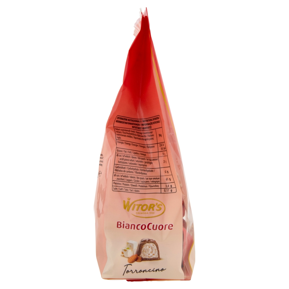 Witor's Bianco Cuore Torroncino Cioccolato al Latte con Granella di Torrone 200 g