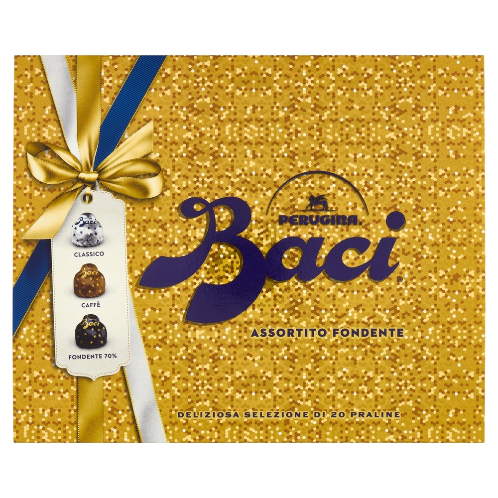 BACI PERUGINA Assortito Cioccolatini ripieni al Gianduia Scatola Regalo Natale Fondente 250g