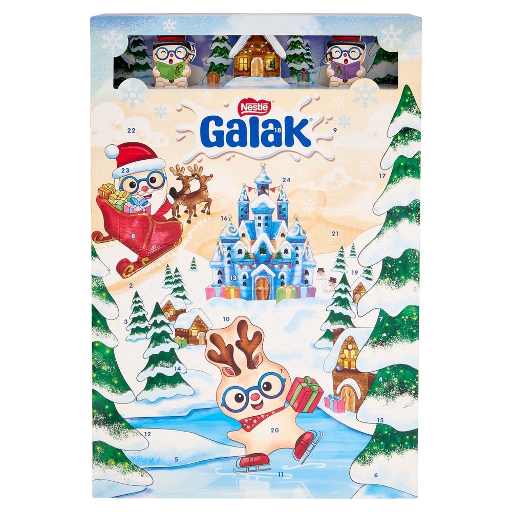 GALAK Calendario Avvento Personaggi di Cioccolato Bianco ripieni con Cereali 196,8 g