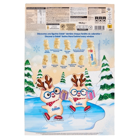 GALAK Calendario Avvento Personaggi di Cioccolato Bianco ripieni con Cereali 196,8 g