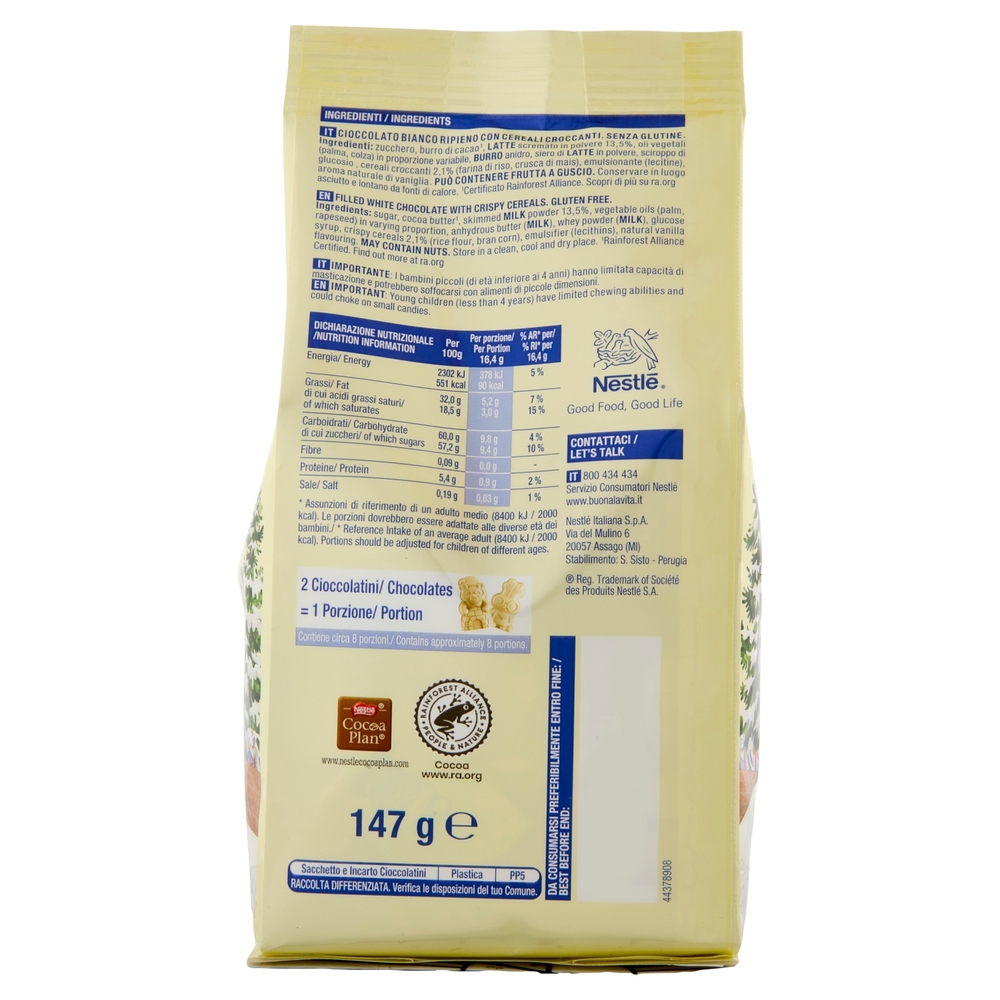 NESTLÉ GALAK Festive Friends Personaggi di Cioccolato Bianco e Cereali Sacchetto 147 g