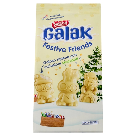 NESTLÉ GALAK Festive Friends Personaggi di Cioccolato Bianco e Cereali Sacchetto 147 g