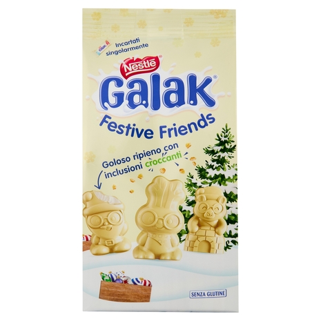 NESTLÉ GALAK Festive Friends Personaggi di Cioccolato Bianco e Cereali Sacchetto 147 g