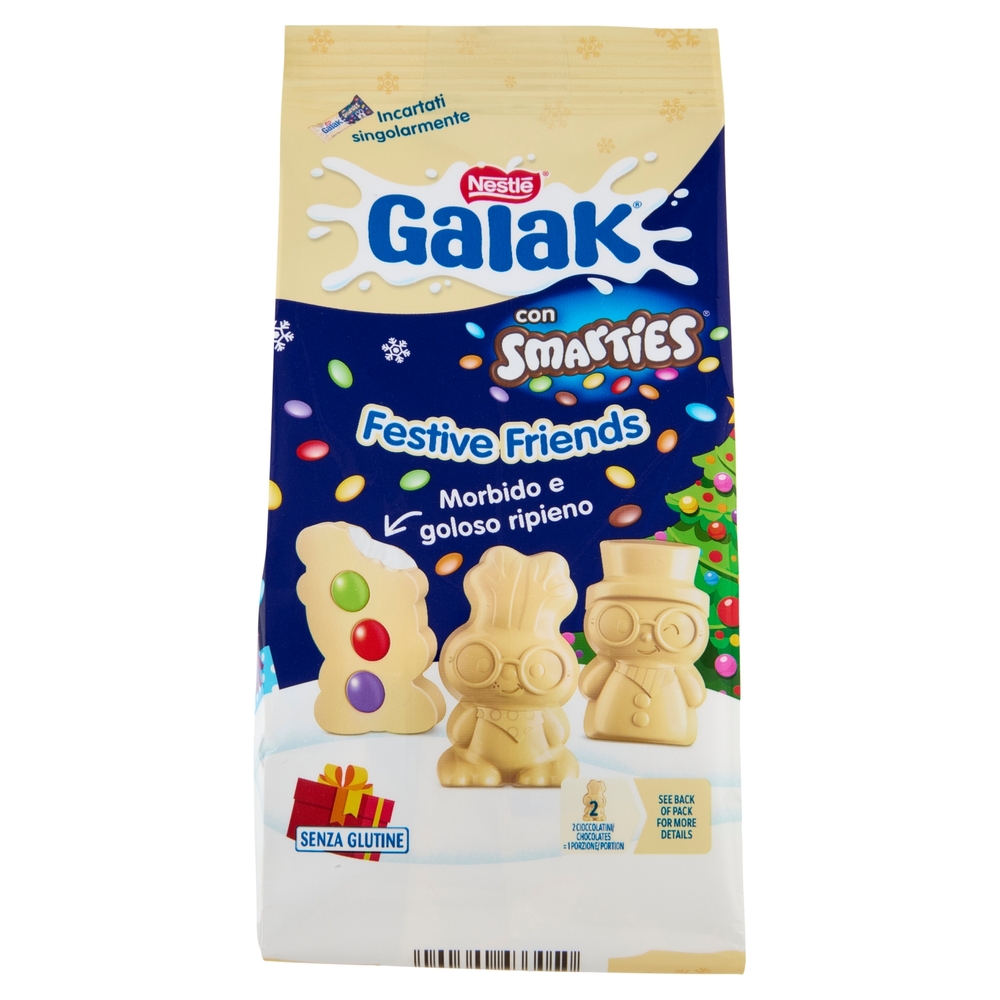 GALAK Icon con Smarties Festive Friends Personaggi di Cioccolato al Latte Sacchetto 147g