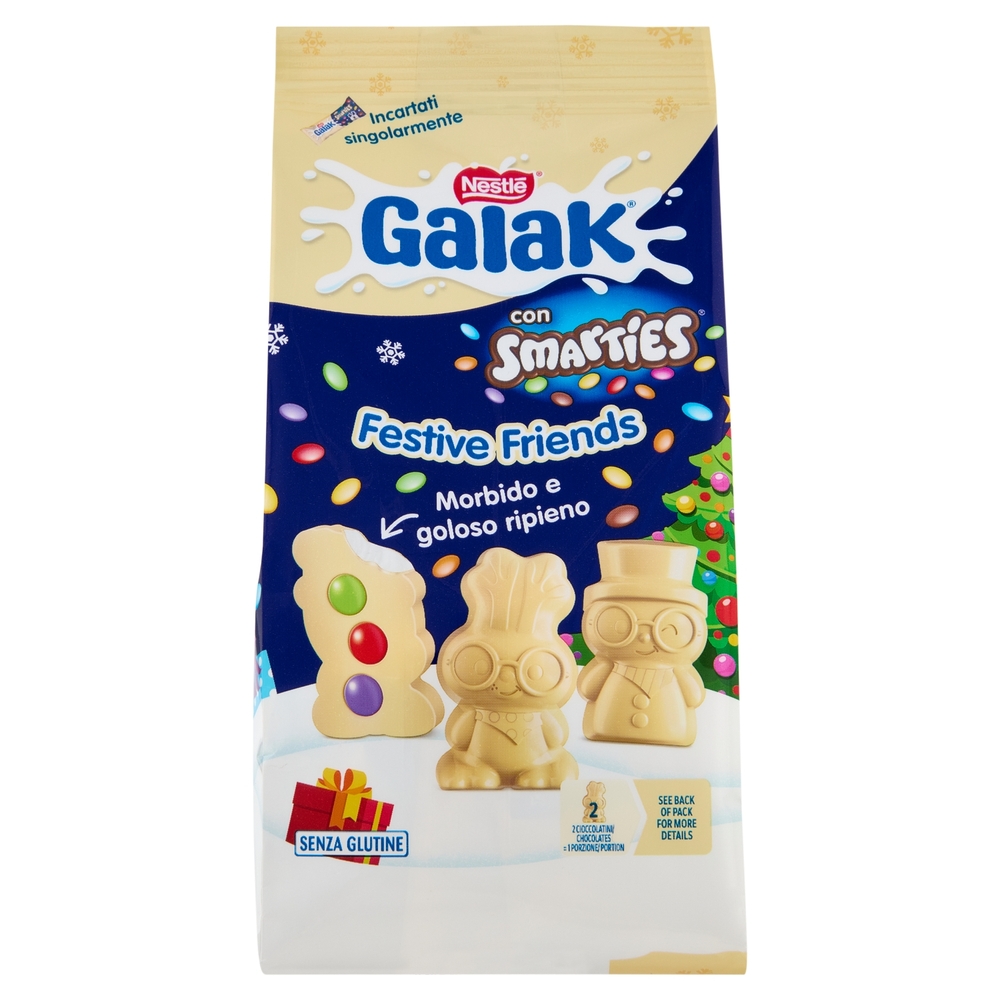 GALAK Icon con Smarties Festive Friends Personaggi di Cioccolato al Latte Sacchetto 147g