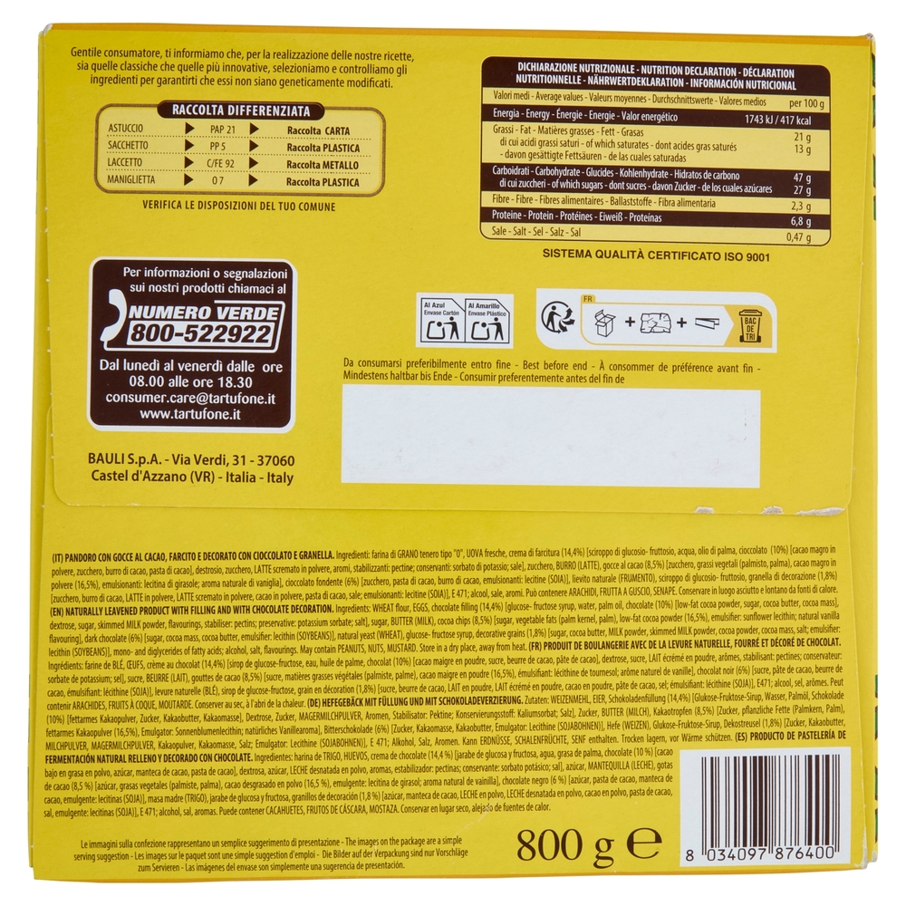 Motta Tartufone il Pandoro Crema al Cacao di Santo Domingo 800 g