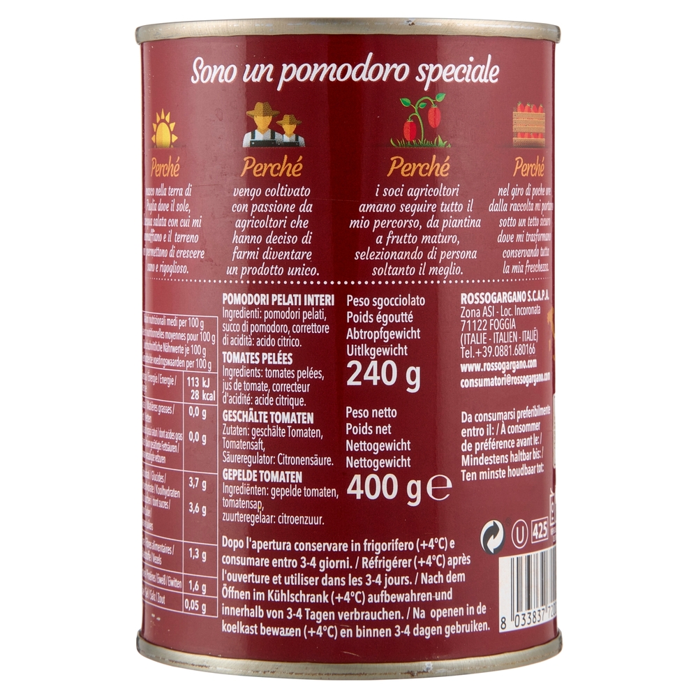 Rosso Gargano Pelati di Puglia 400 g