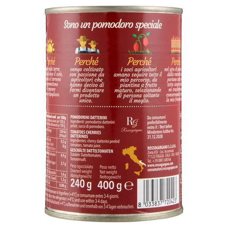 Rosso Gargano Datterini Pelati di Puglia 400 g