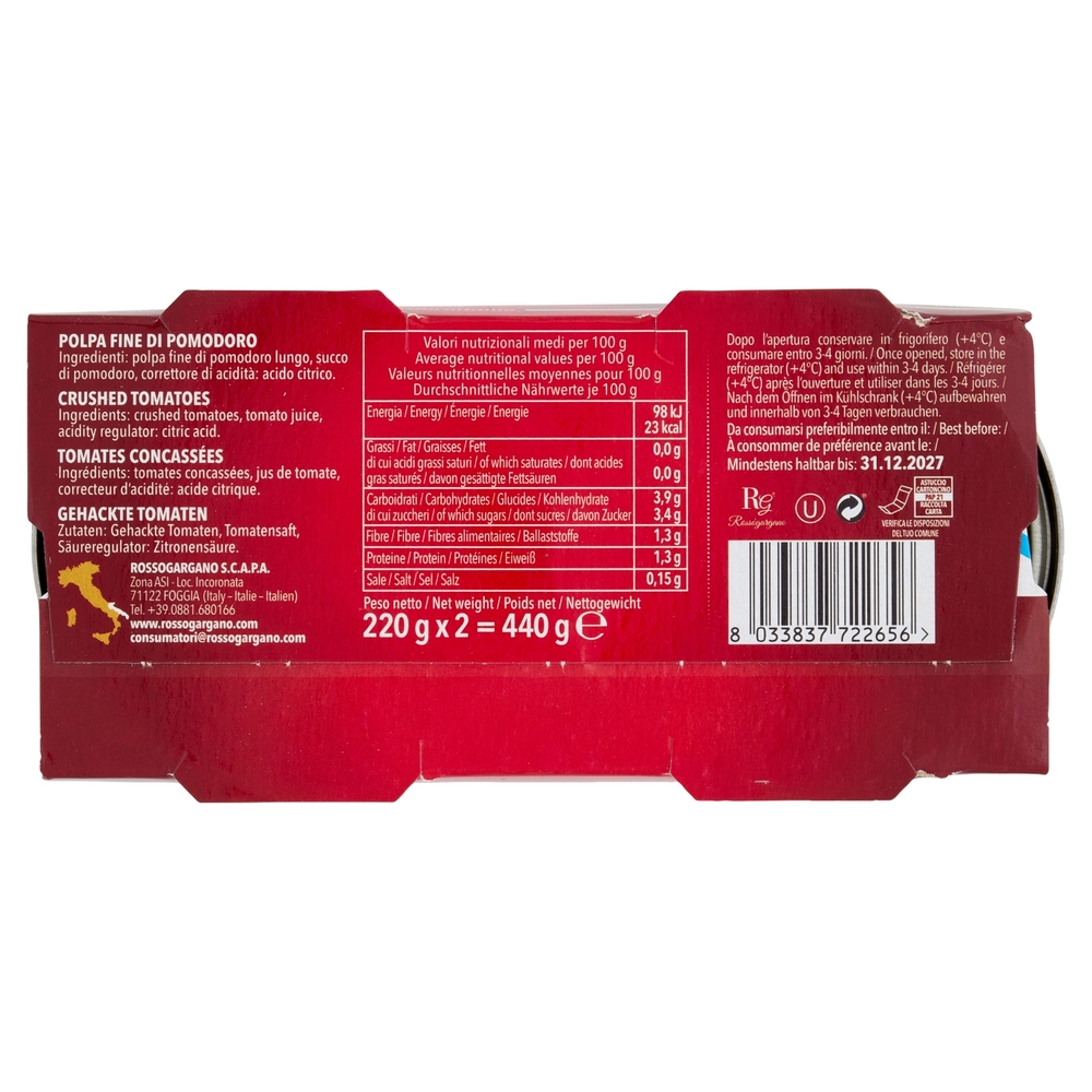 Rosso Gargano Polpa fine di Puglia 2 x 220 g