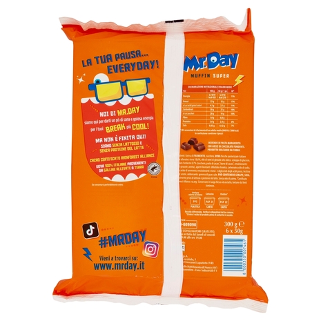 Mr.Day 6 Super Muffin con Pepite di Cioccolato Fondente 6 x 50 g
