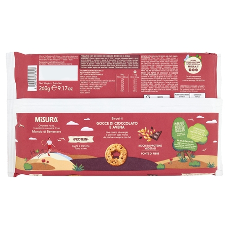 Misura Protein Biscotti con Gocce di Cioccolato e Fiocchi di Avena 260 g