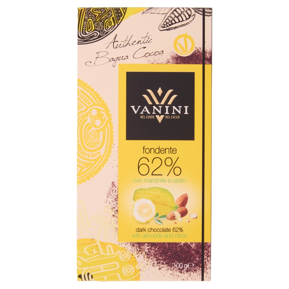 Vanini fondente 62% con mandorle e cedro 100 g