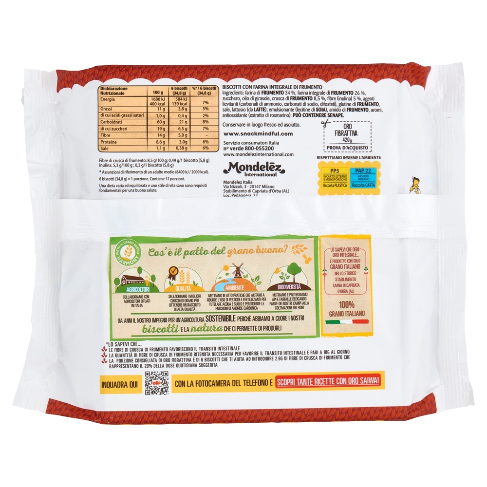 Oro Saiwa biscotti secchi Fibrattiva - 420 g