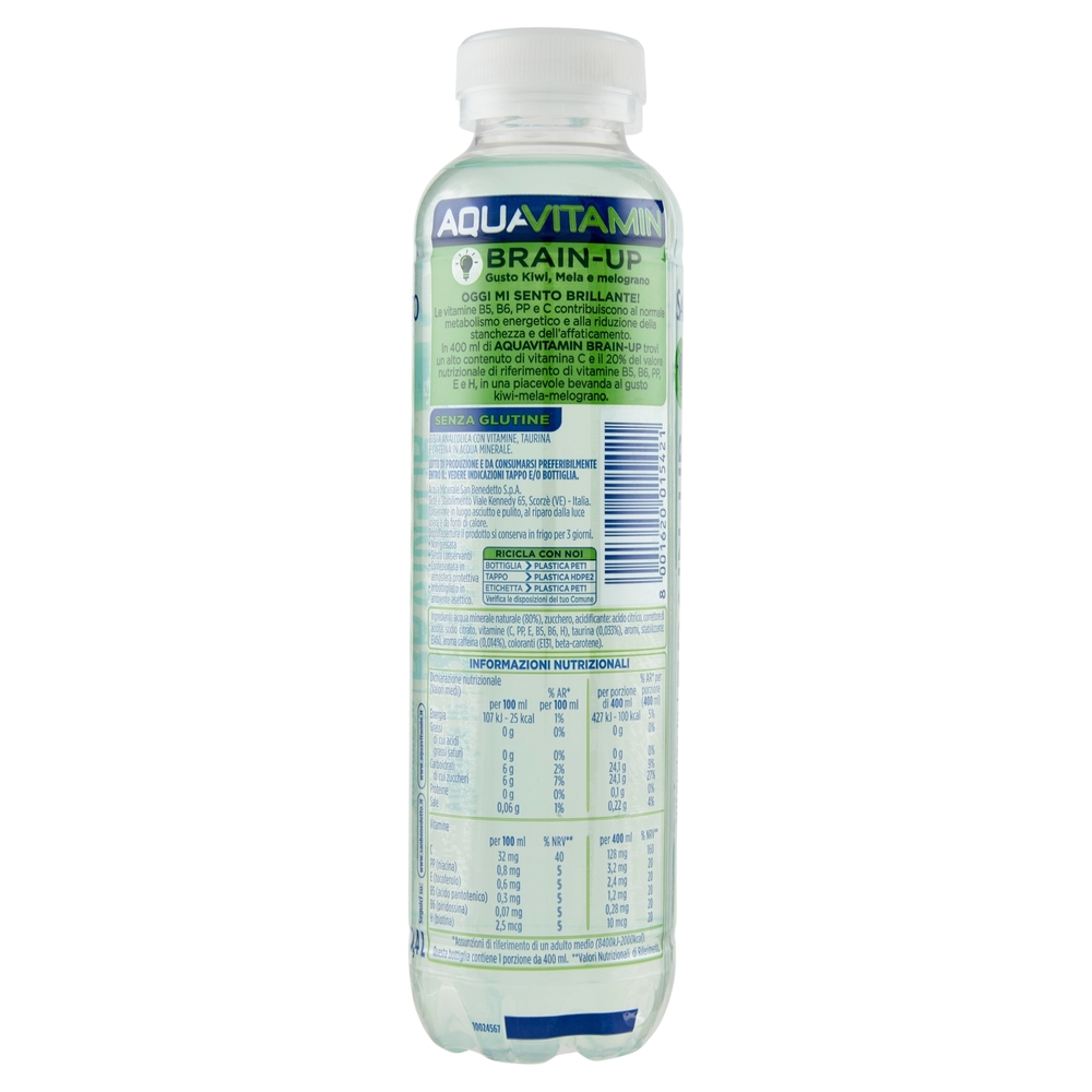 San Benedetto Aquavitamin Brain-Up Gusto Kiwi Mela Melograno 0,4 L