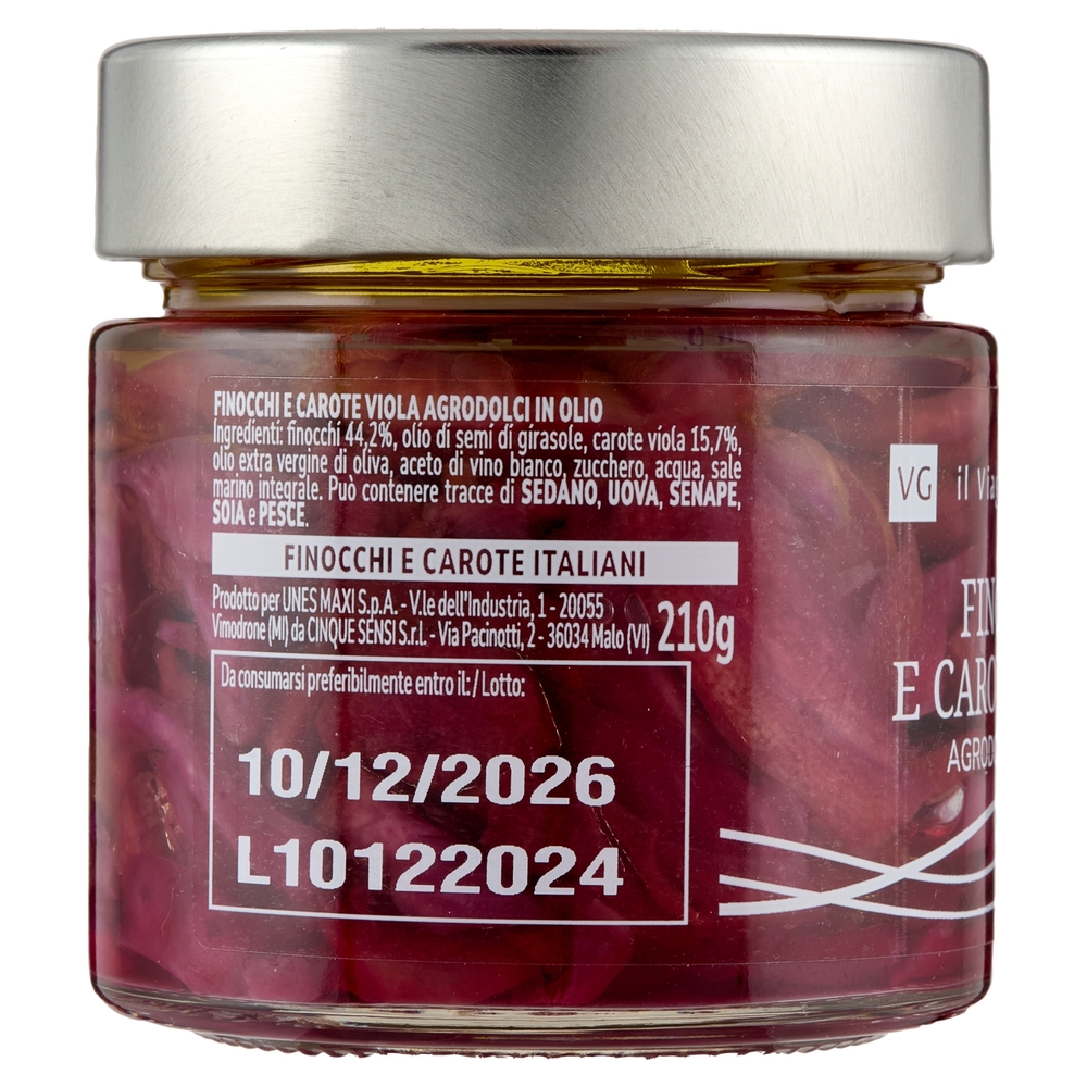Finocchi e Carote Viola Agrodolce in Olio Il Viaggiator Goloso