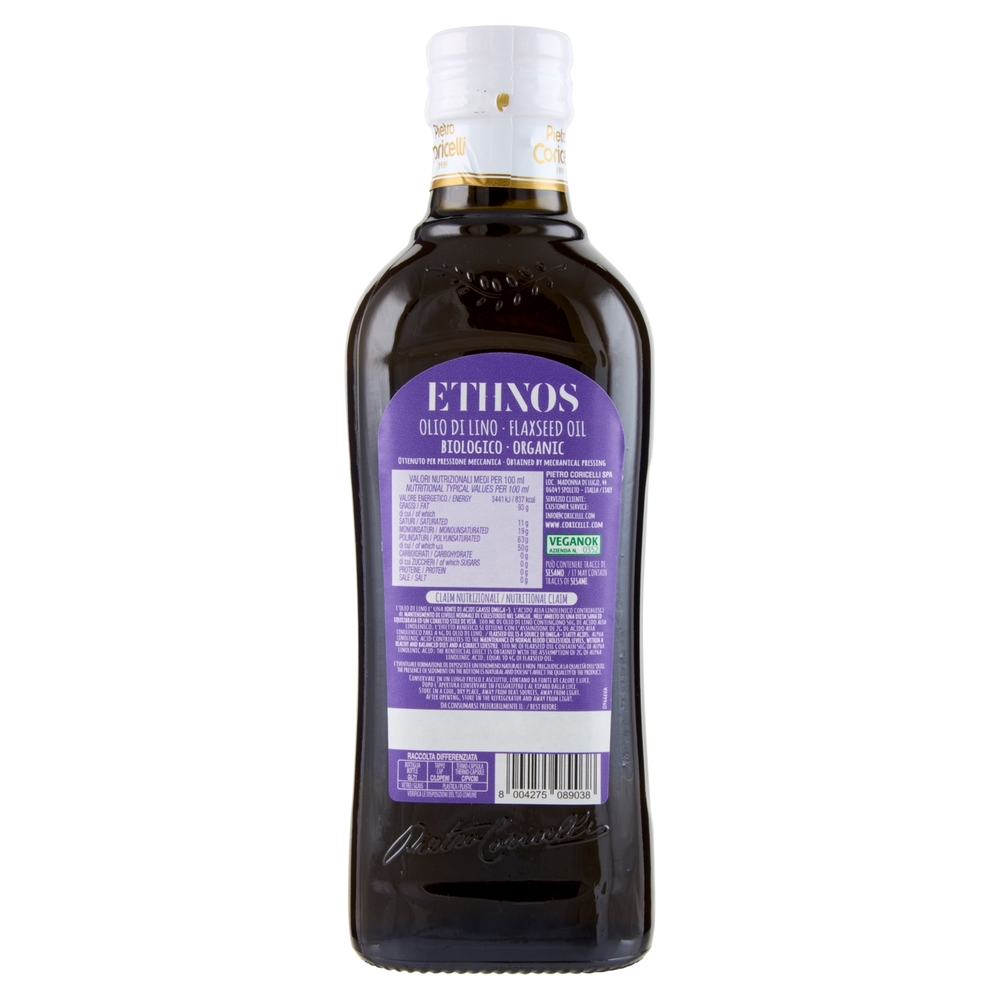 Ethnos 100% Olio di Lino Biologico 500 ml