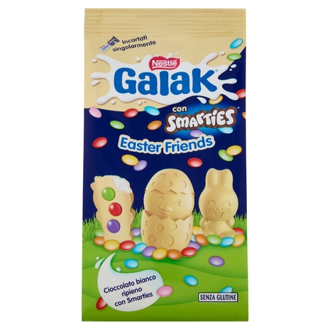 GALAK Easter Friends Personaggi Pasquali di Cioccolato Bianco con Smarties 147g