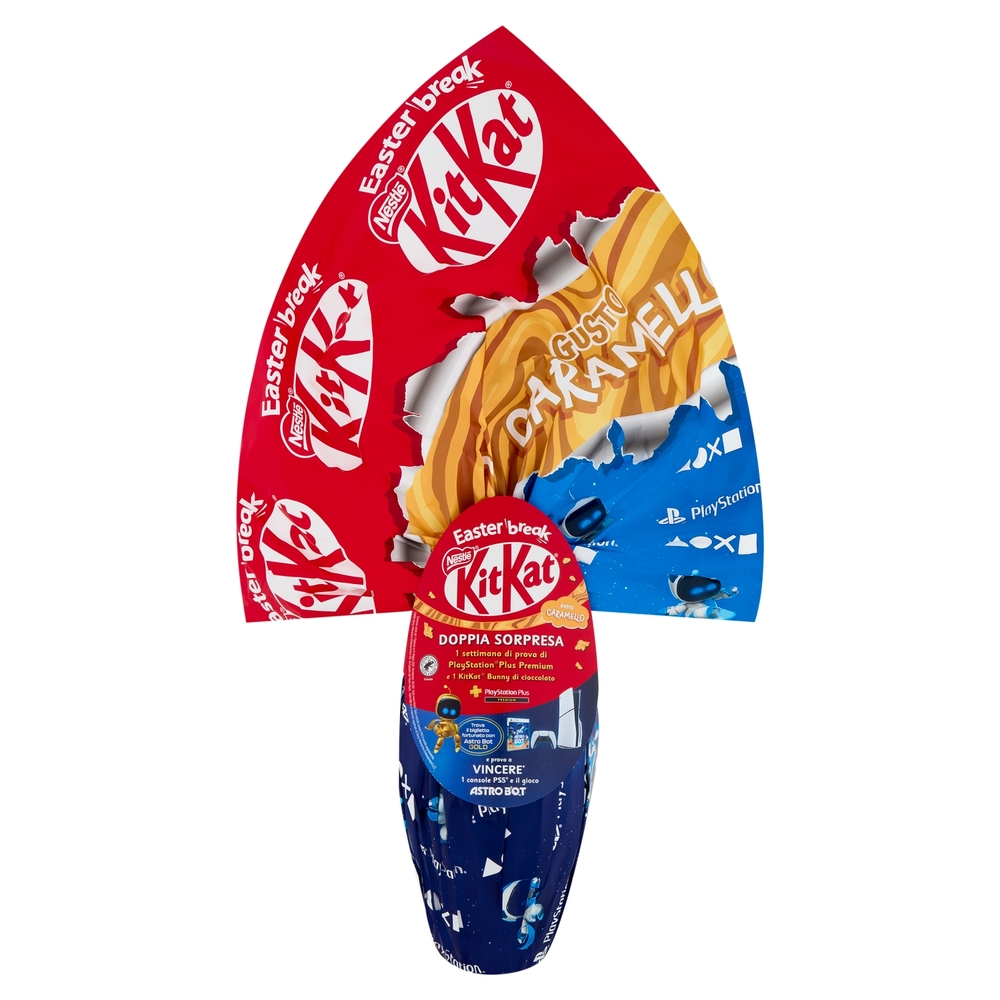 KITKAT Uovo di Pasqua Cioccolato al Latte al Caramello con Wafer, Sorpresa e 1 KitKat Bunny 240g