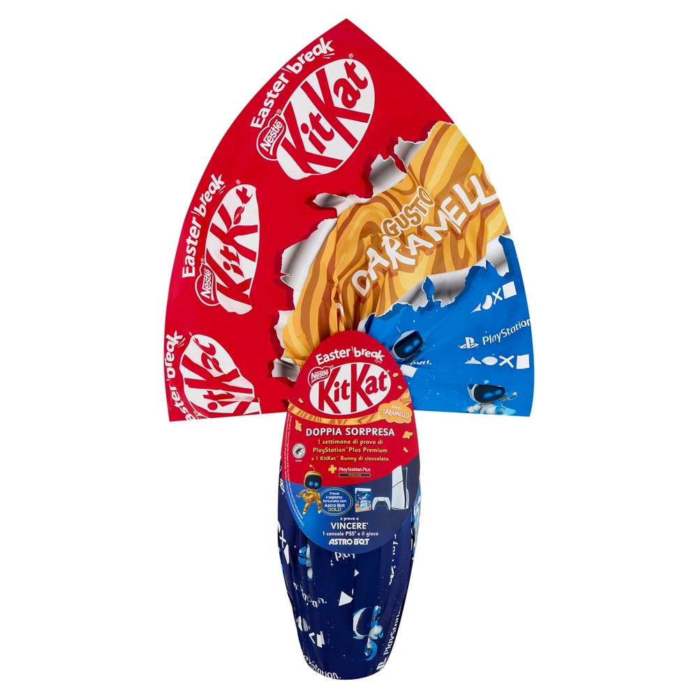 KITKAT Uovo di Pasqua Cioccolato al Latte al Caramello con Wafer, Sorpresa e 1 KitKat Bunny 240g
