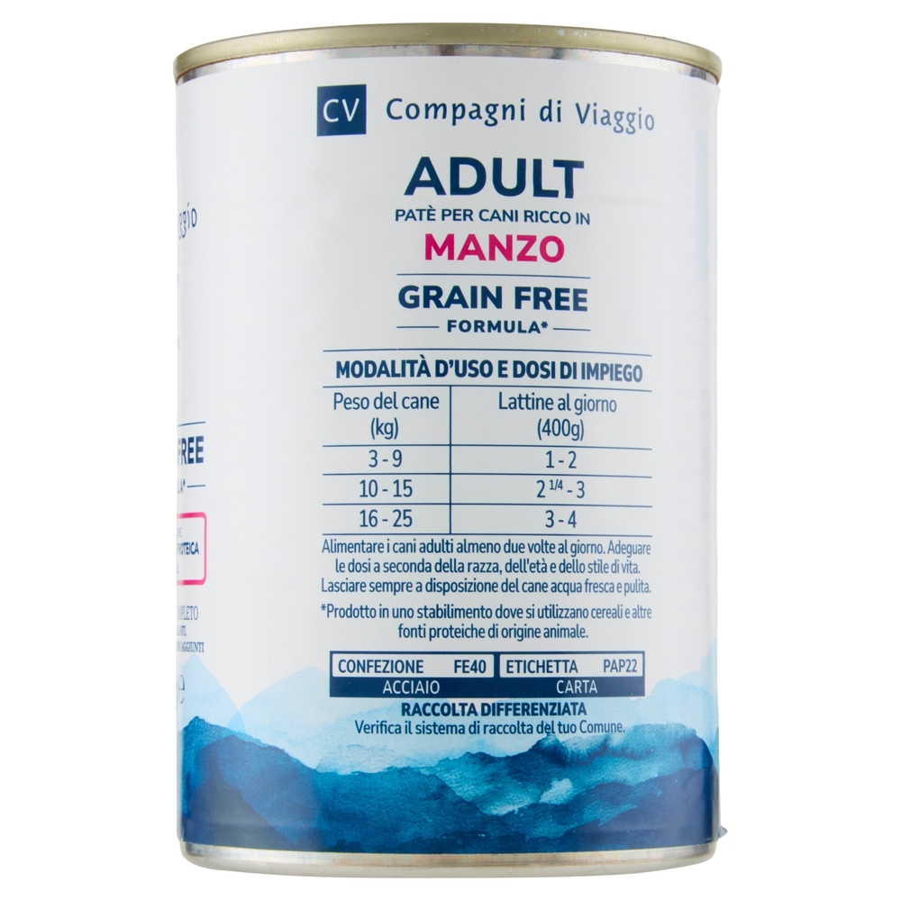 Adult Paté per Cani Ricco in Manzo Compagni di Viaggio