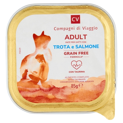 Adult Paté per Gatti con Trota e Salmone Compagni di Viaggio