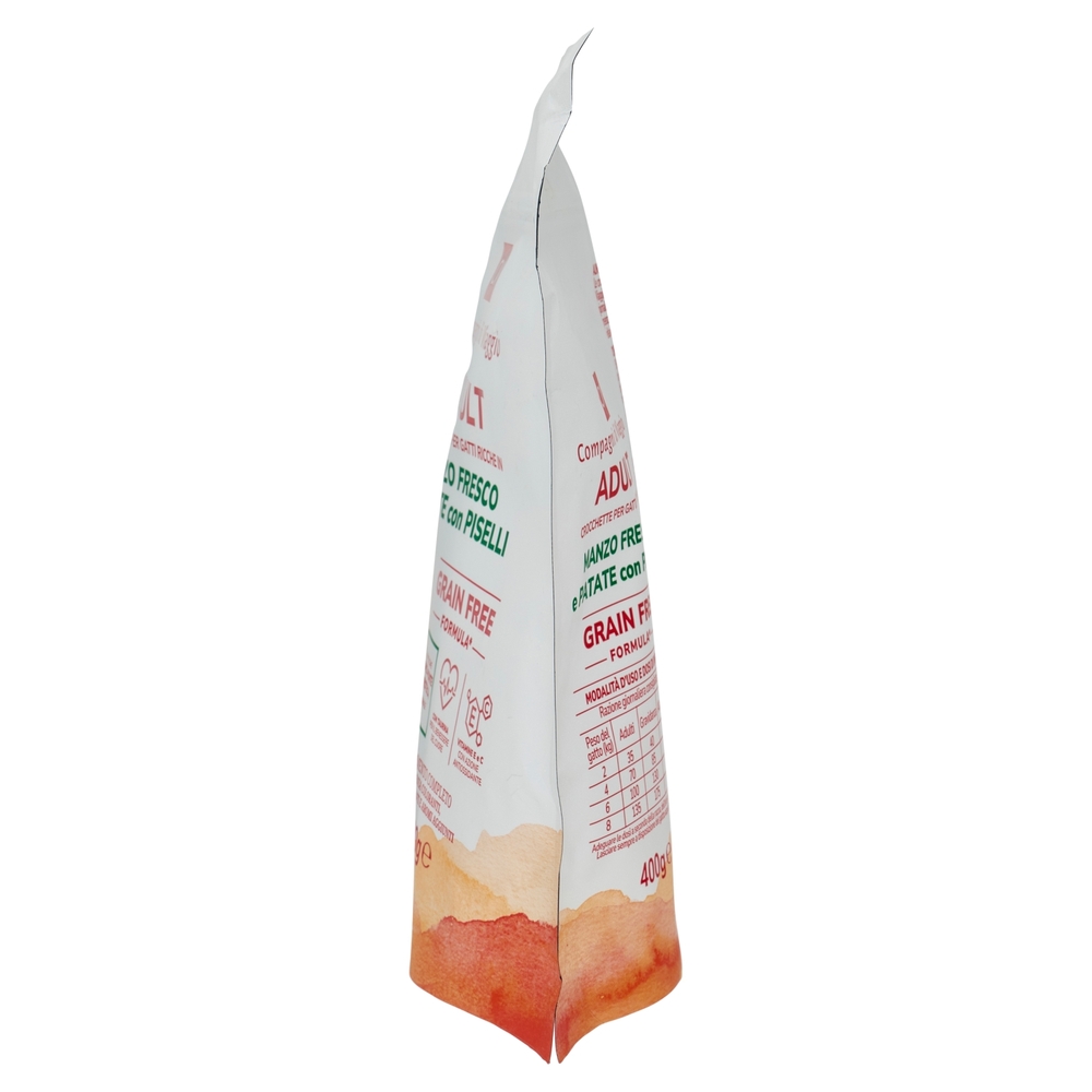 Adult Crocchette per Gatti Ricche in Manzo Fresco e Patate con Piselli Compagni di Viaggio