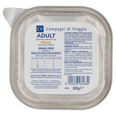 Adult Paté per Cani Ricco in Pollo Compagni di Viaggio