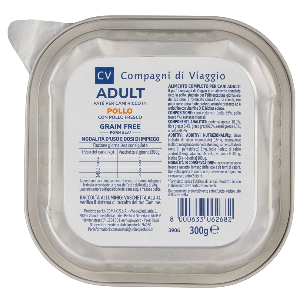 Adult Paté per Cani Ricco in Pollo Compagni di Viaggio