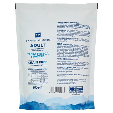 Adult Crocchette per Cani Ricche in Trota Fresca e Patate Compagni di Viaggio