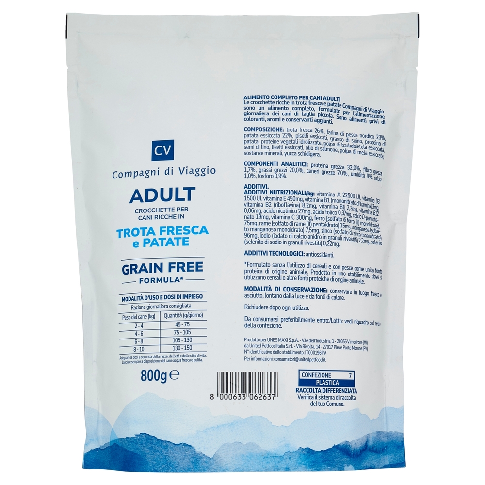 Adult Crocchette per Cani Ricche in Trota Fresca e Patate Compagni di Viaggio