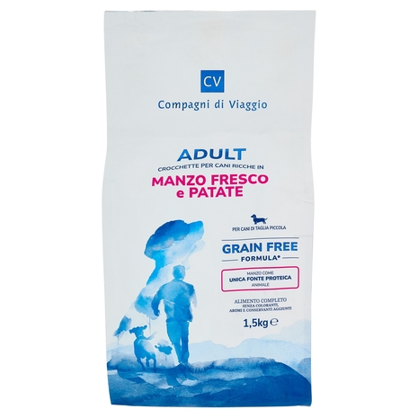 Adult Crocchette per Cani Ricche in Manzo Fresco e Patate Compagni di Viaggio
