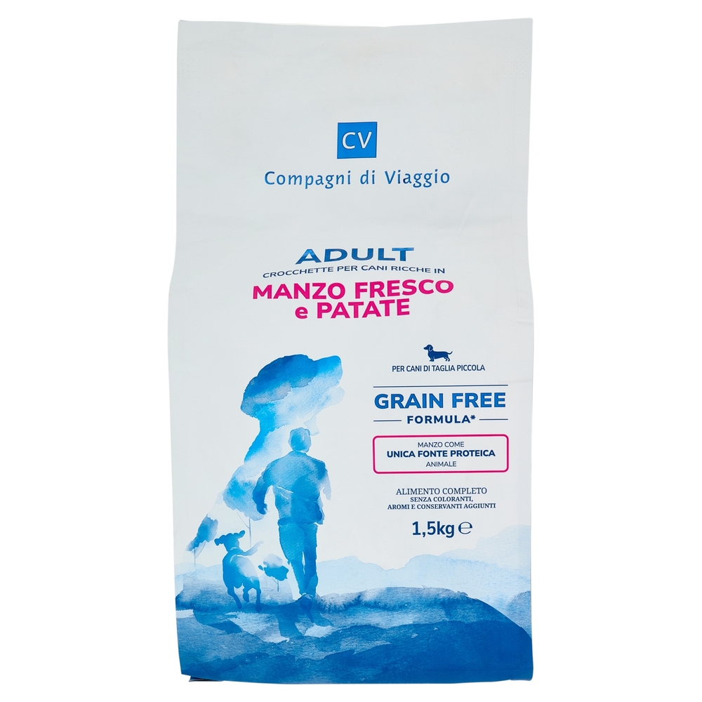 Adult Crocchette per Cani Ricche in Manzo Fresco e Patate Compagni di Viaggio