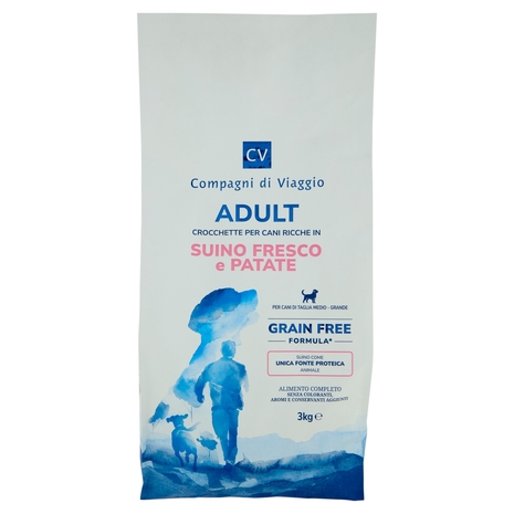 Adult Crocchette per Cani Ricche in Suino Fresco e Patate Compagni di Viaggio