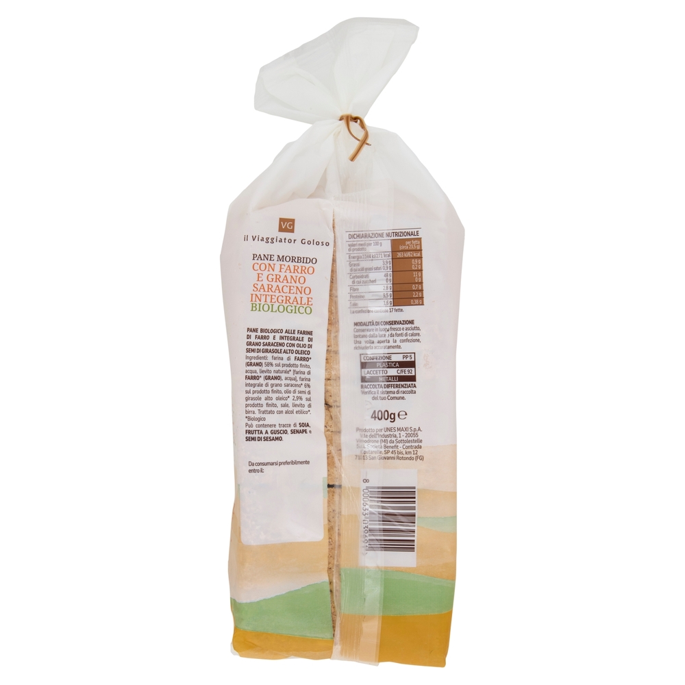 Pane Morbido con Farro e Grano Saraceno Integrale BIO Il Viaggiator Goloso