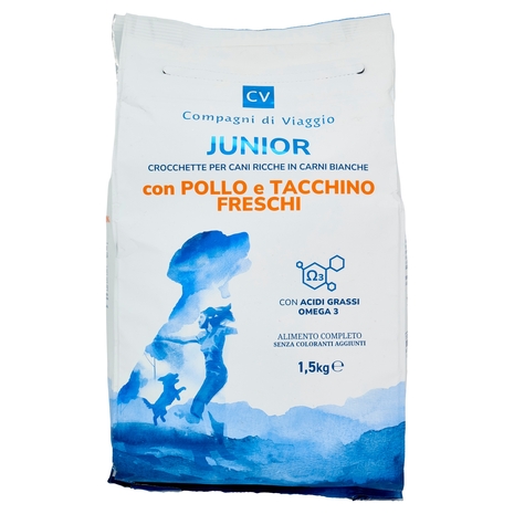 Junior Crocchette per Cani Ricche in Pollo e Tacchino Freschi Compagni di Viaggio