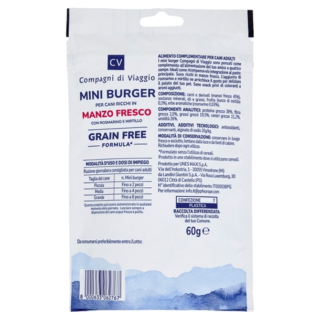 Mini Burger per Cani Ricco in Manzo Fresco Compagni di Viaggio