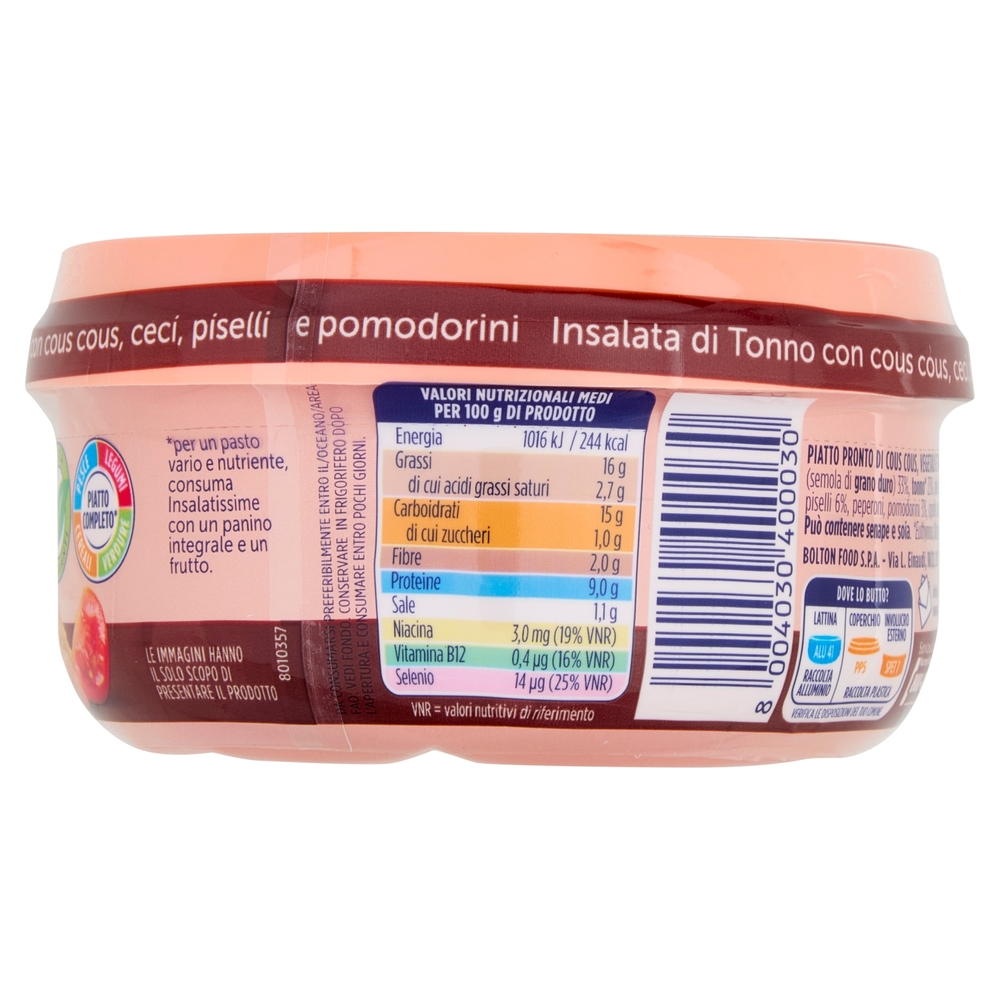 Rio mare Insalatissime Insalata di Tonno cous cous con ceci, piselli e pomodorini 200 g