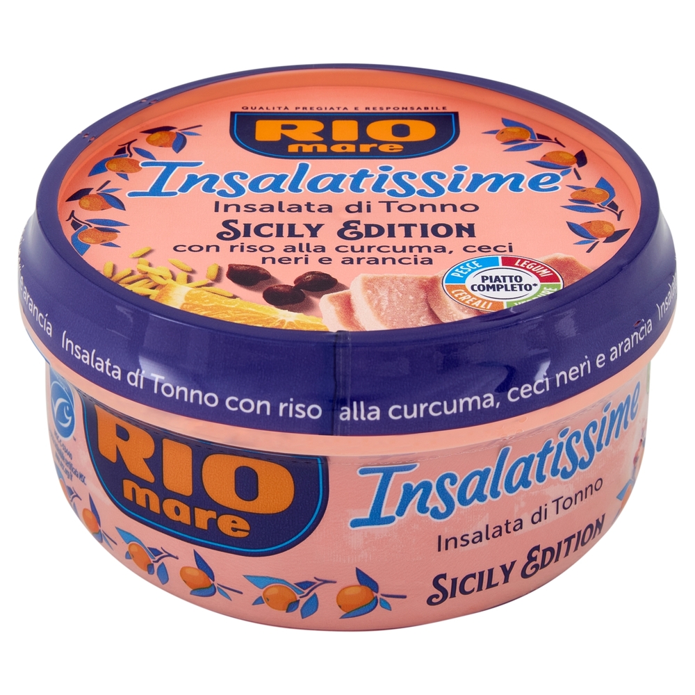 Rio mare Insalatissime Insalata di Tonno Sicily Edition con riso alla curcuma,ceci neri,arancia 200g