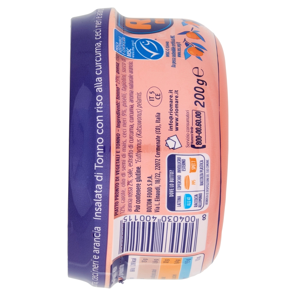 Rio mare Insalatissime Insalata di Tonno Sicily Edition con riso alla curcuma,ceci neri,arancia 200g