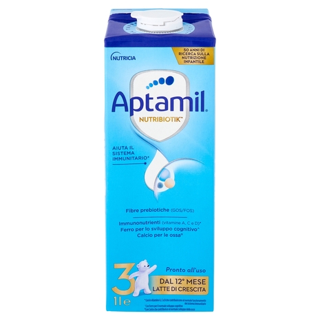 APTAMIL Nutribiotik 3 - Latte di Crescita Liquido, dal 12° mese al 24°, Fonte di Ferro, 1L