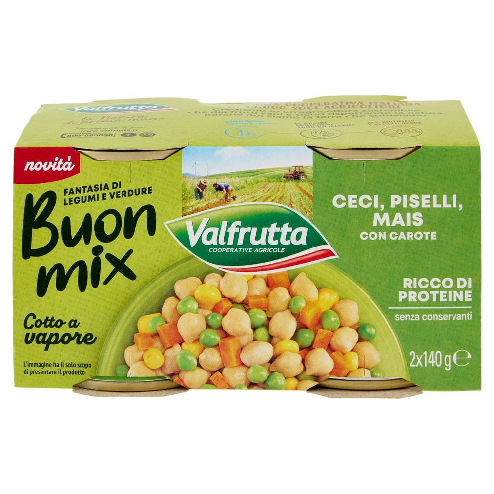 Valfrutta Buon mix Ceci, Piselli, Mais con Carote 2 x 140 g