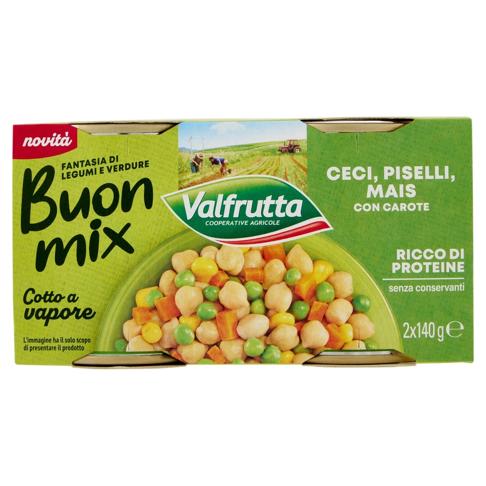 Valfrutta Buon mix Ceci, Piselli, Mais con Carote 2 x 140 g